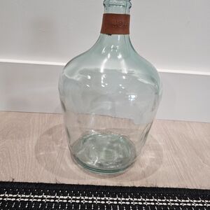 Clear Glass Jug with Brown Leather Accent